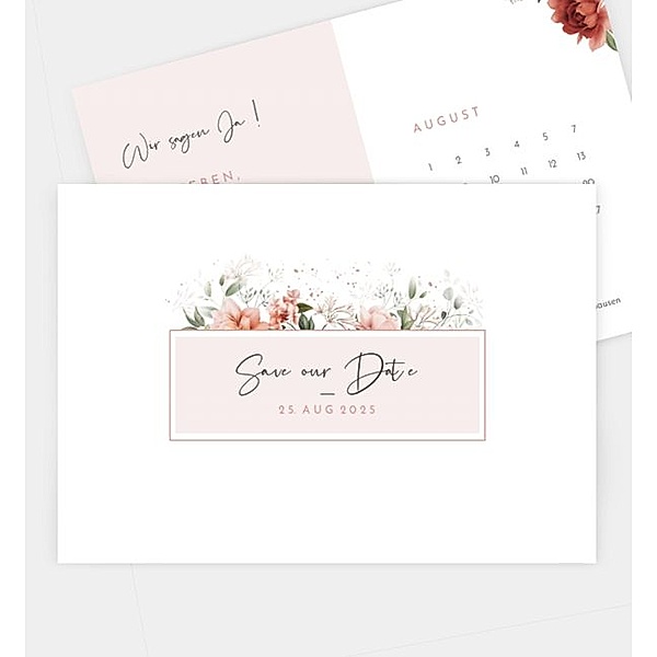 Save-The-Date Karte Floral Bloom, Postkarte quer (170 x 120mm)