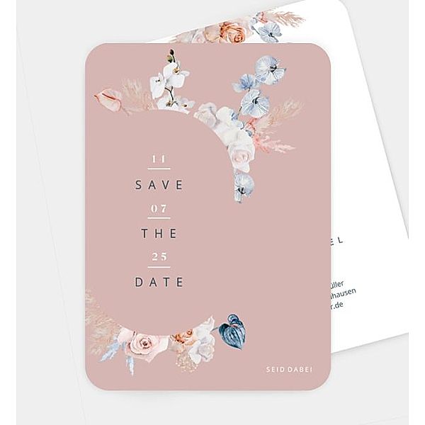 Save-The-Date Karte Flowerpower, Postkarte hoch (120 x 170mm)