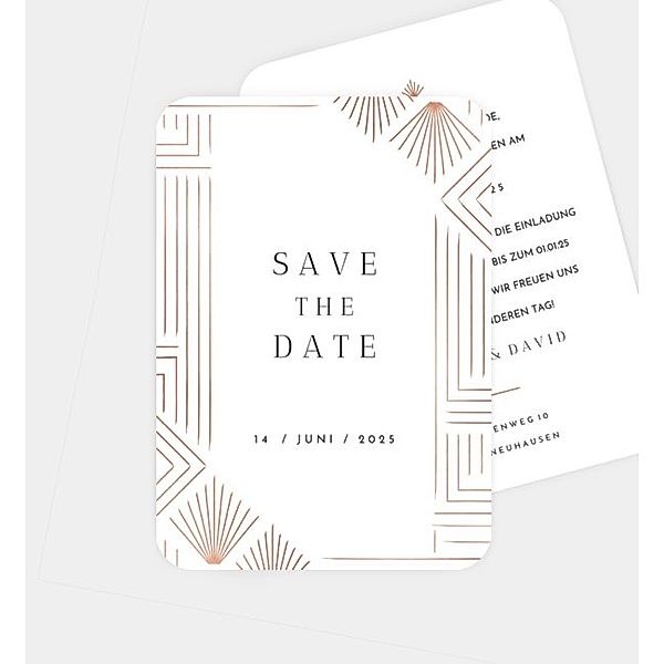 Save-The-Date Karte Gatsby, Postkarte hoch (105 x 148mm)