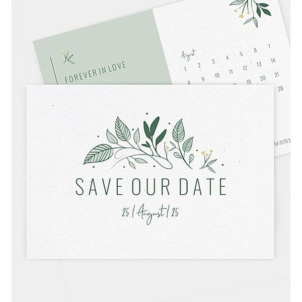 Save-The-Date Karte Green garden, Postkarte quer (170 x 120mm)