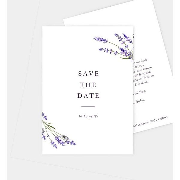 Save-The-Date Karte Lavender, Postkarte hoch (105 x 148mm)