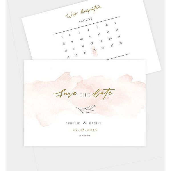 Save-The-Date Karte Lovely Blush, Postkarte quer (148 x 105mm)