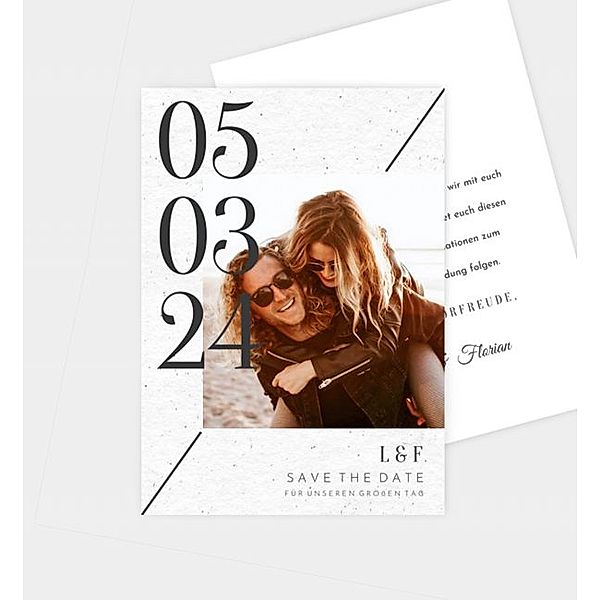 Save-The-Date Karte Modern Typo · Crafty, Postkarte hoch (105 x 148mm)