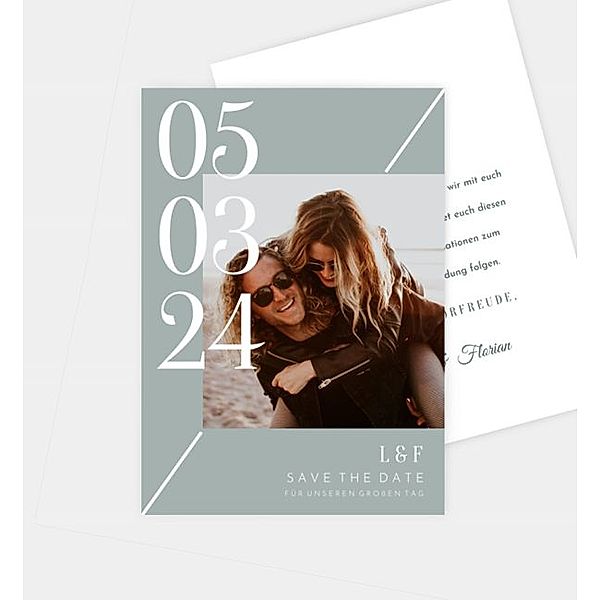 Save-The-Date Karte Modern Typo, Postkarte hoch (105 x 148mm)