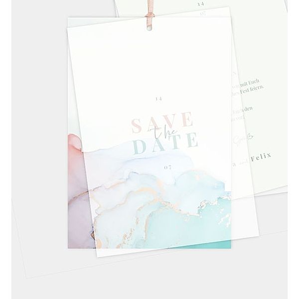 Save-The-Date Karte Perfect Match, Postkarte hoch mit Transparentpapier (120 x 170mm)