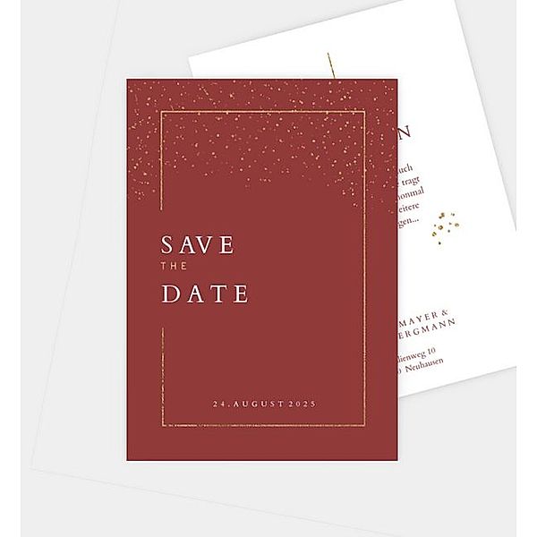 Save-The-Date Karte Pieces of Gold, Postkarte hoch (105 x 148mm)