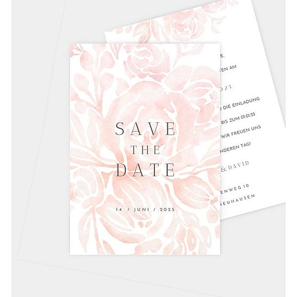 Save-The-Date Karte Rosenblüte, Postkarte hoch (105 x 148mm)