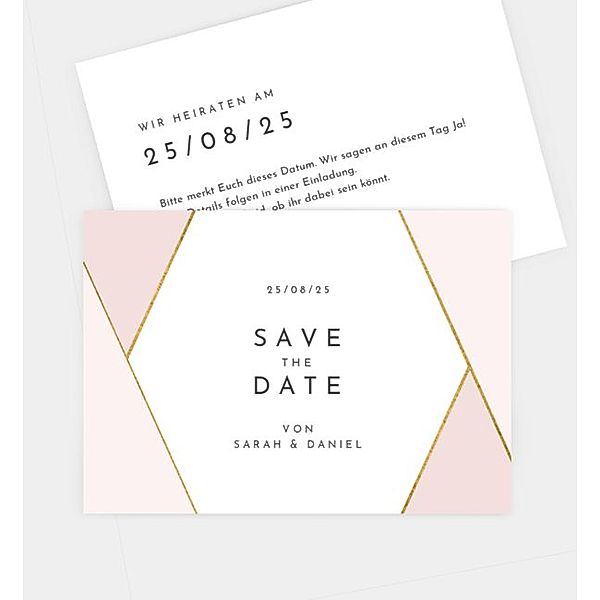 Save-The-Date Karte Rosy, Postkarte quer (148 x 105mm)