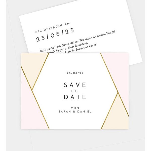 Save-The-Date Karte Rosy, Postkarte quer (148 x 105mm)