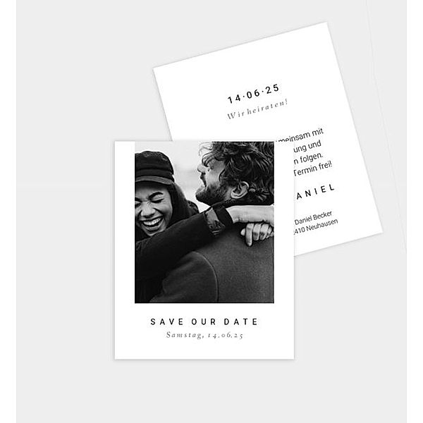 Save-The-Date Karte Seite an Seite, Polaroid (88 x 107mm)