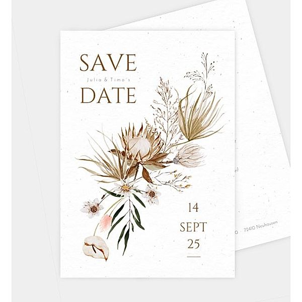 Save-The-Date Karte Soft Boho, Postkarte hoch (120 x 170mm)