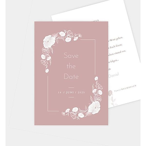 Save-The-Date Karte Soft Ginkgo, Postkarte hoch (105 x 148mm)