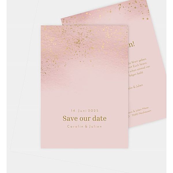 Save-The-Date Karte Softglitter, Postkarte hoch (105 x 148mm)