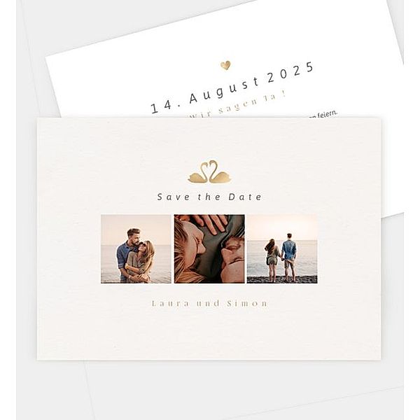 Save-The-Date Karte Swans, Postkarte quer (170 x 120mm)