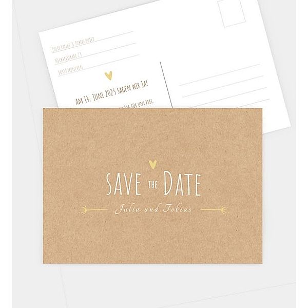 Save-The-Date Karte Vintage Love · Crafty, Postkarte quer (148 x 105mm)