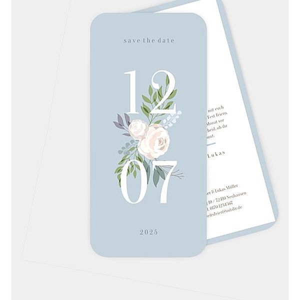 Save-The-Date Karte Vintage Roses, Postkarte hoch (100 x 210mm)