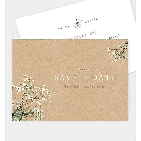 Save-The-Date Karte Zarter Ausdruck · Crafty, Postkarte quer (170 x 120mm)