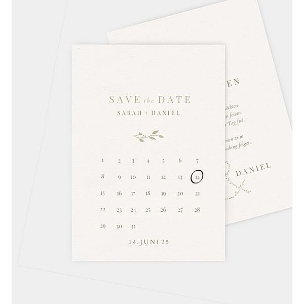 Save-The-Date Karte Zarter Zweig, Postkarte hoch (105 x 148mm)