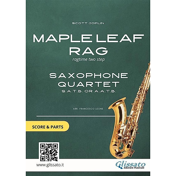 Saxophone sheet music for Quartet Maple Leaf Rag (score & parts), Scott Joplin