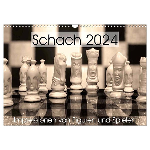 Schach 2024. Impressionen von Figuren und Spielen (Wandkalender 2024 DIN A3 quer), CALVENDO Monatskalender, Steffani Lehmann