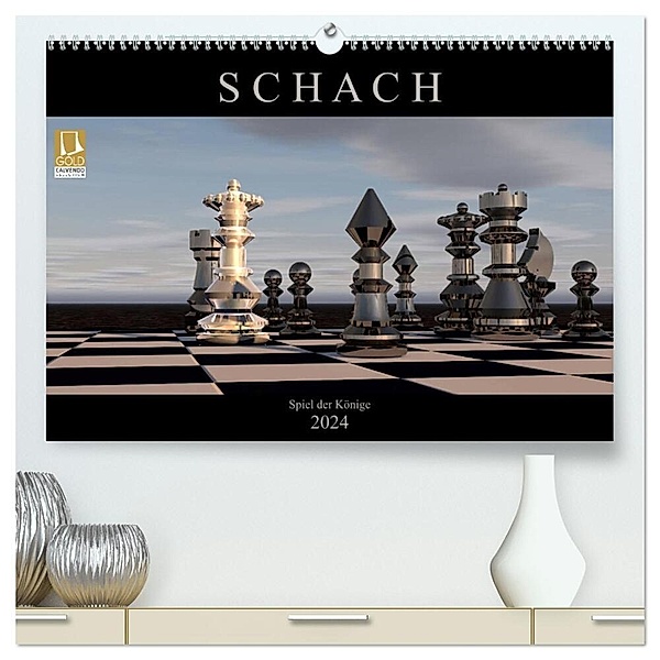 SCHACH - Spiel der Könige (hochwertiger Premium Wandkalender 2024 DIN A2 quer), Kunstdruck in Hochglanz, Renate Bleicher