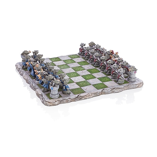 Schachbrett mit Drachenfiguren, 33 Teile