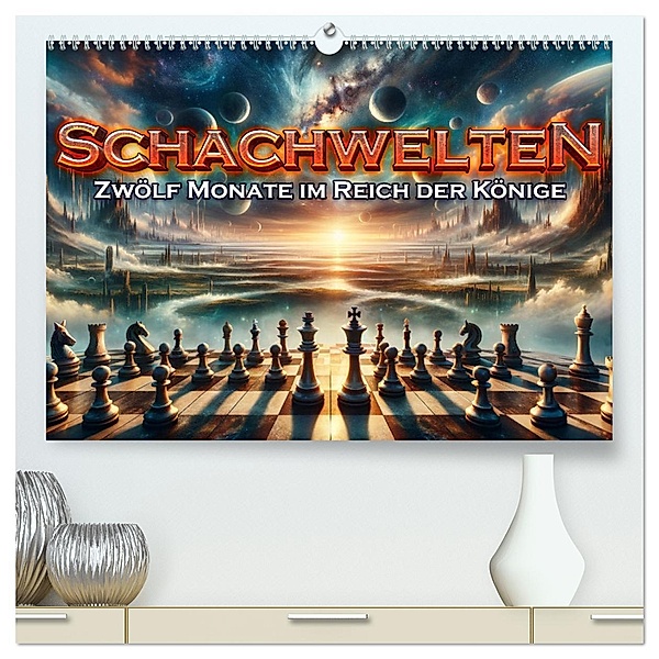 Schachwelten: Zwölf Monate im Reich der Könige (hochwertiger Premium Wandkalender 2025 DIN A2 quer), Kunstdruck in Hochglanz, Calvendo, artefacti