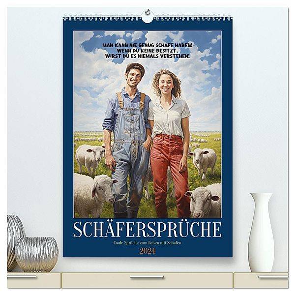 Schäfersprüche (hochwertiger Premium Wandkalender 2024 DIN A2 hoch), Kunstdruck in Hochglanz, Calvendo, Sabine Löwer