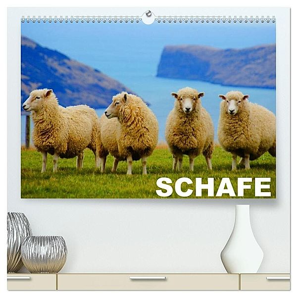 Schafe / Geburtstagskalender (hochwertiger Premium Wandkalender 2024 DIN A2 quer), Kunstdruck in Hochglanz, Elisabeth Stanzer