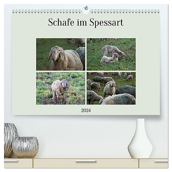 Schafe im Spessart (hochwertiger Premium Wandkalender 2024 DIN A2 quer), Kunstdruck in Hochglanz, Jessica Meisenzahl