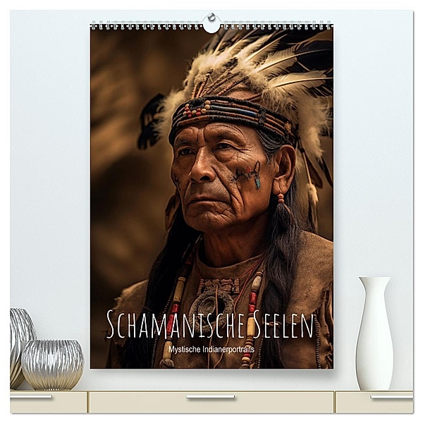 Schamanische Seelen: Mystische Indianerportraits (hochwertiger Premium Wandkalender 2025 DIN A2 hoch), Kunstdruck in Hochglanz, Calvendo, artefacti