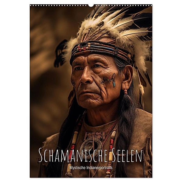 Schamanische Seelen: Mystische Indianerportraits (Wandkalender 2025 DIN A2 hoch), CALVENDO Monatskalender, Calvendo, artefacti