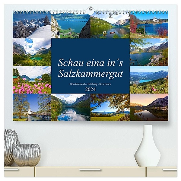 Schau eina in´s Salzkammergut (hochwertiger Premium Wandkalender 2024 DIN A2 quer), Kunstdruck in Hochglanz, Christa Kramer
