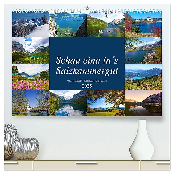 Schau eina in´s Salzkammergut (hochwertiger Premium Wandkalender 2025 DIN A2 quer), Kunstdruck in Hochglanz, Calvendo, Christa Kramer