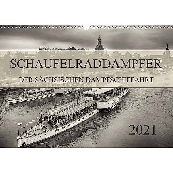 Schaufelraddampfer der Sächsischen Dampfschiffahrt (Wandkalender 2021 DIN A3 quer), Dirk Meutzner