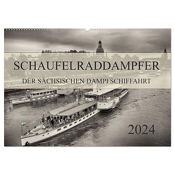 Schaufelraddampfer der Sächsischen Dampfschiffahrt (Wandkalender 2024 DIN A2 quer), CALVENDO Monatskalender, Dirk Meutzner