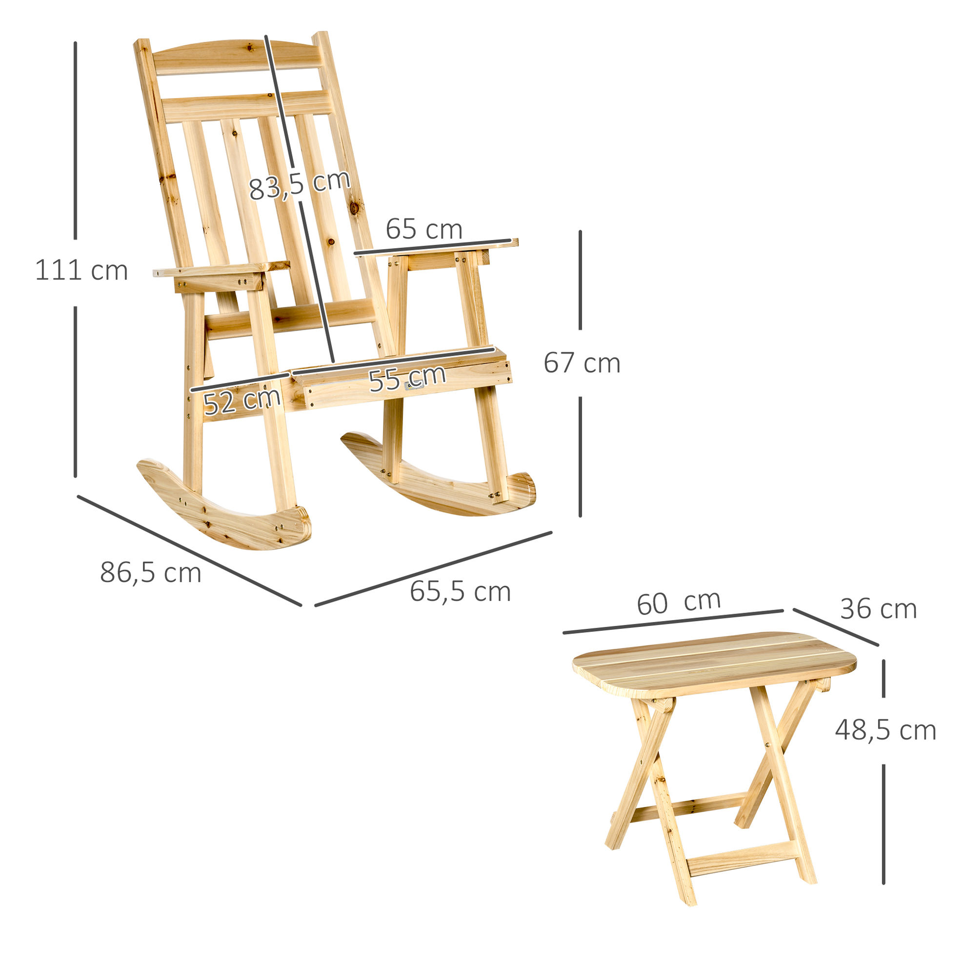 mit Schaukelfunktion natur Schaukelstuhl naturholz Farbe: