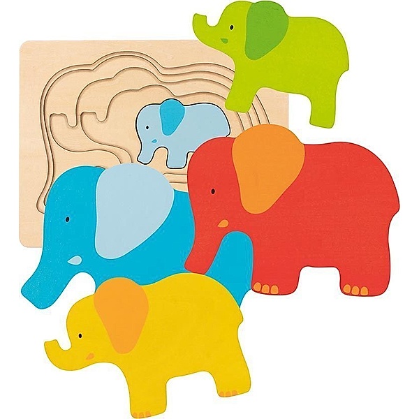Gollnest & Kiesel Schichtenpuzzle Elefant (Holzpuzzle), goki
