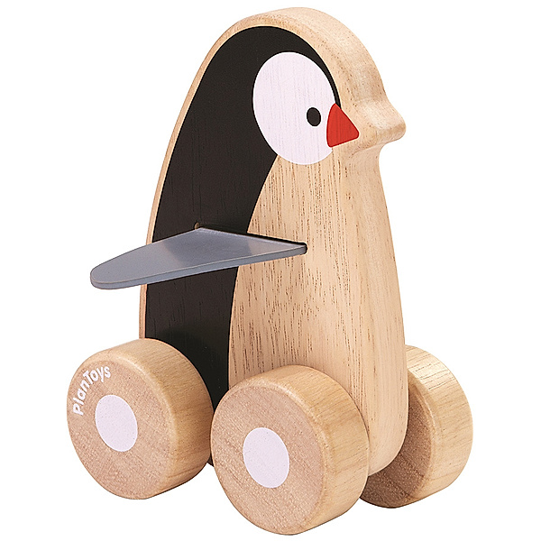 Plan Toys Schiebetier PINGUIN WHEELIE aus Holz in schwarz/weiss