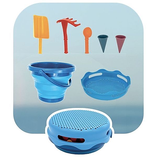 Schildkroet Schildkröt Funsports - 7in1 Sand Toys Falteimer Set - blau