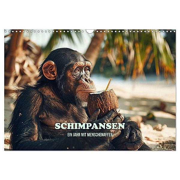 Schimpansen - Ein Jahr mit Menschenaffen. (Wandkalender 2025 DIN A3 quer), CALVENDO Monatskalender, Calvendo, Peter R. Stuhlmann