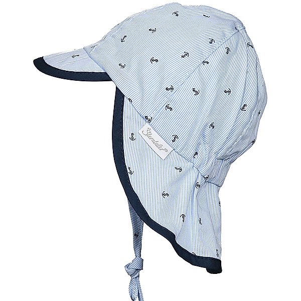 Sterntaler Schirmmütze ANKER gestreift mit Nackenschutz in hellblau