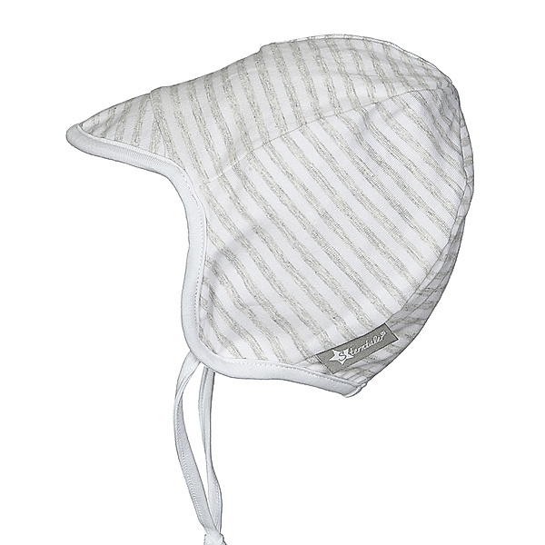 Sterntaler Schirmmütze BASIC gestreift mit Ohrenschutz in weiß/grau melange