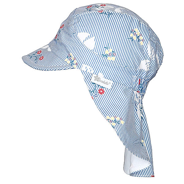 Sterntaler Schirmmütze BLUMENSTRAUss mit Nackenschutz in blau/weiss