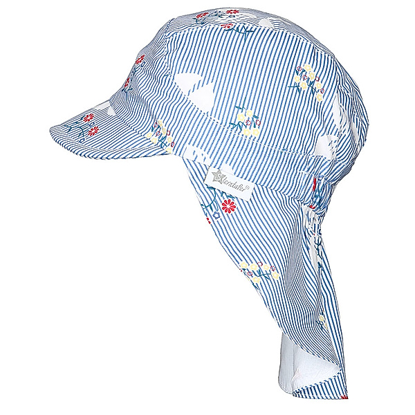 Sterntaler Schirmmütze BLUMENSTRAUß mit Nackenschutz in blau/weiß