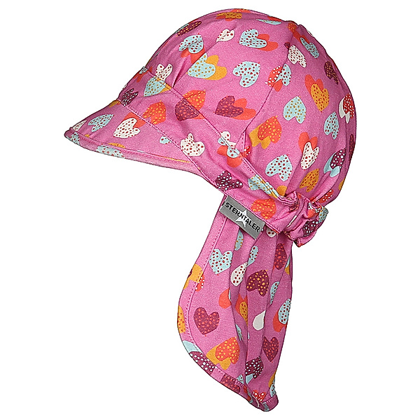 Sterntaler Schirmmütze BUNTE HERZEN mit Nackenschutz in pink