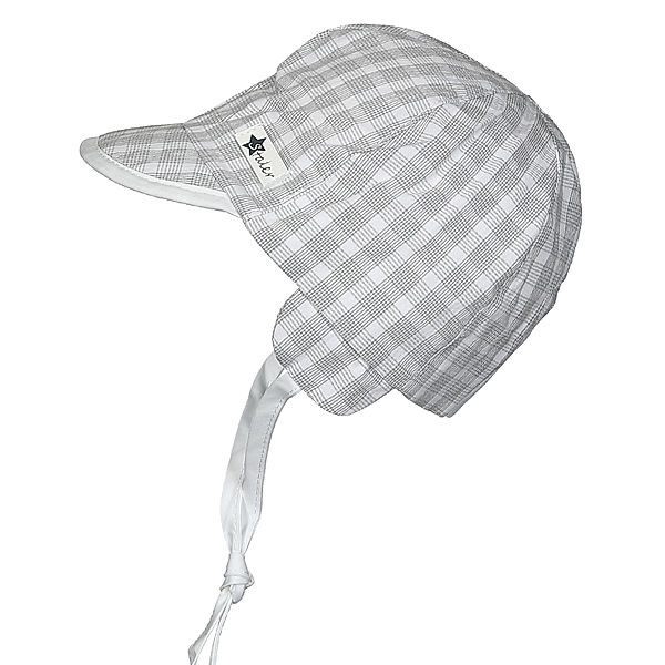 Sterntaler Schirmmütze GINGHAM CHECK zum Binden in hellgrau/weiss