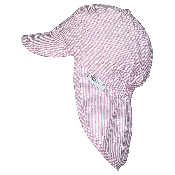 Sterntaler Schirmmütze GLITZERSTREIFEN mit Nackenschutz in rosa/weiss