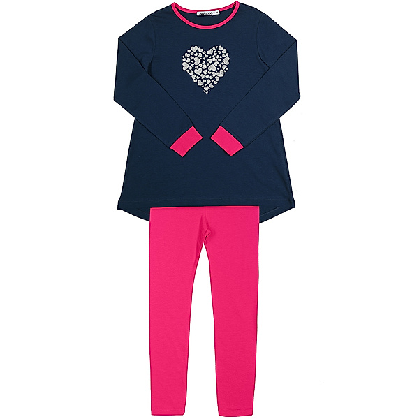 zoolaboo Schlafanzug 101 HEARTS in dunkelblau/pink