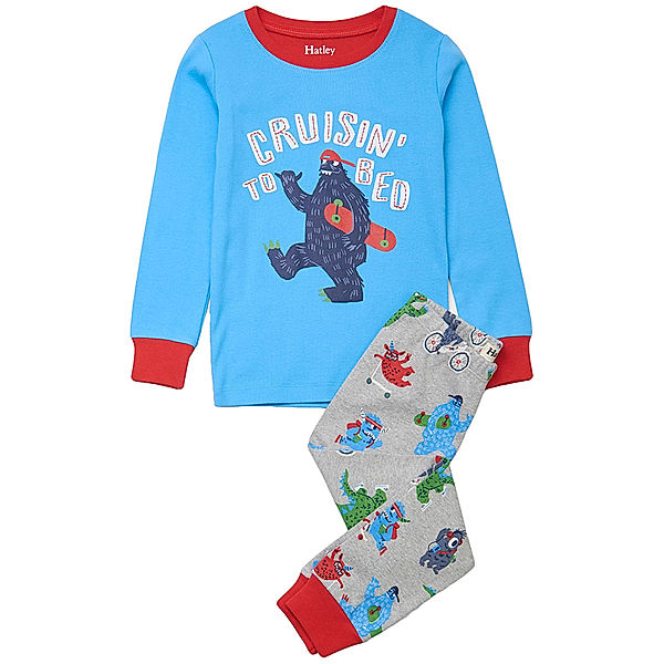 Hatley Schlafanzug BACK TO SCHOOL MONSTER lang in blau